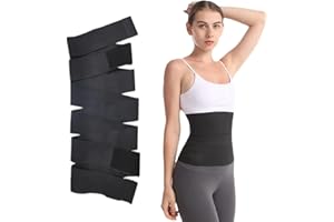 QIYUDA Wrap Waist Trainer for Women 9.8ft, Elastic Snatch Me Up Bandage Wrap for Tummy Control Black