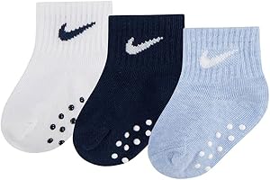Nike Toddler Ankle Gripper Socks 3 Pairs, 2-4 Years, White/Blue