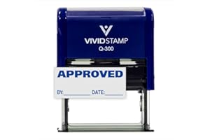 APPROVED w/ By Date Line Self-Inking Office Rubber Stamp (Blue) - L