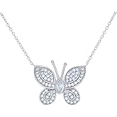 Jewels By Lux Sterling-Silver Womens Cubic-Zirconia Butterfly Fashion Charm Necklace