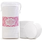 ICOTLE Oval Cotton Pads, 70 Count, 2.75 x 3.54 in, Dual-Sided, Lint-Free | 3-layer, absorbent, sealed edges, smooth side for toner, textured for makeup and nail polish, wet or dry, OEKO-TEX certified