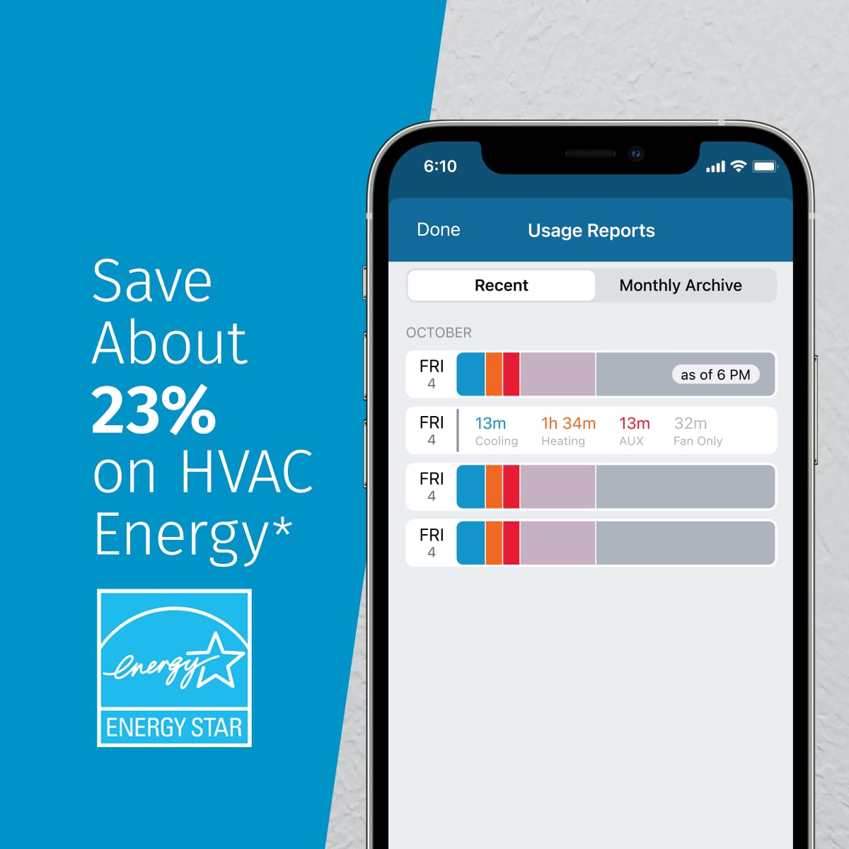 EMERSON Sensi Touch Wi-Fi Smart Thermostat with Touchscreen Color Display, Works with Alexa, Energy Star Certified, C-wire Required, ST75W , White