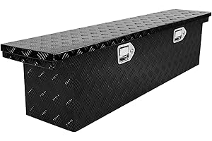 COOLBAG Crossover Tool Box Deep 14" H x 12" D x 60" L Waterproof Lockable Aluminum Black Truck Storage Box Compatible with Chevy Colorado,Ford Ranger,GMC Canyon（For Mid-Size Trucks