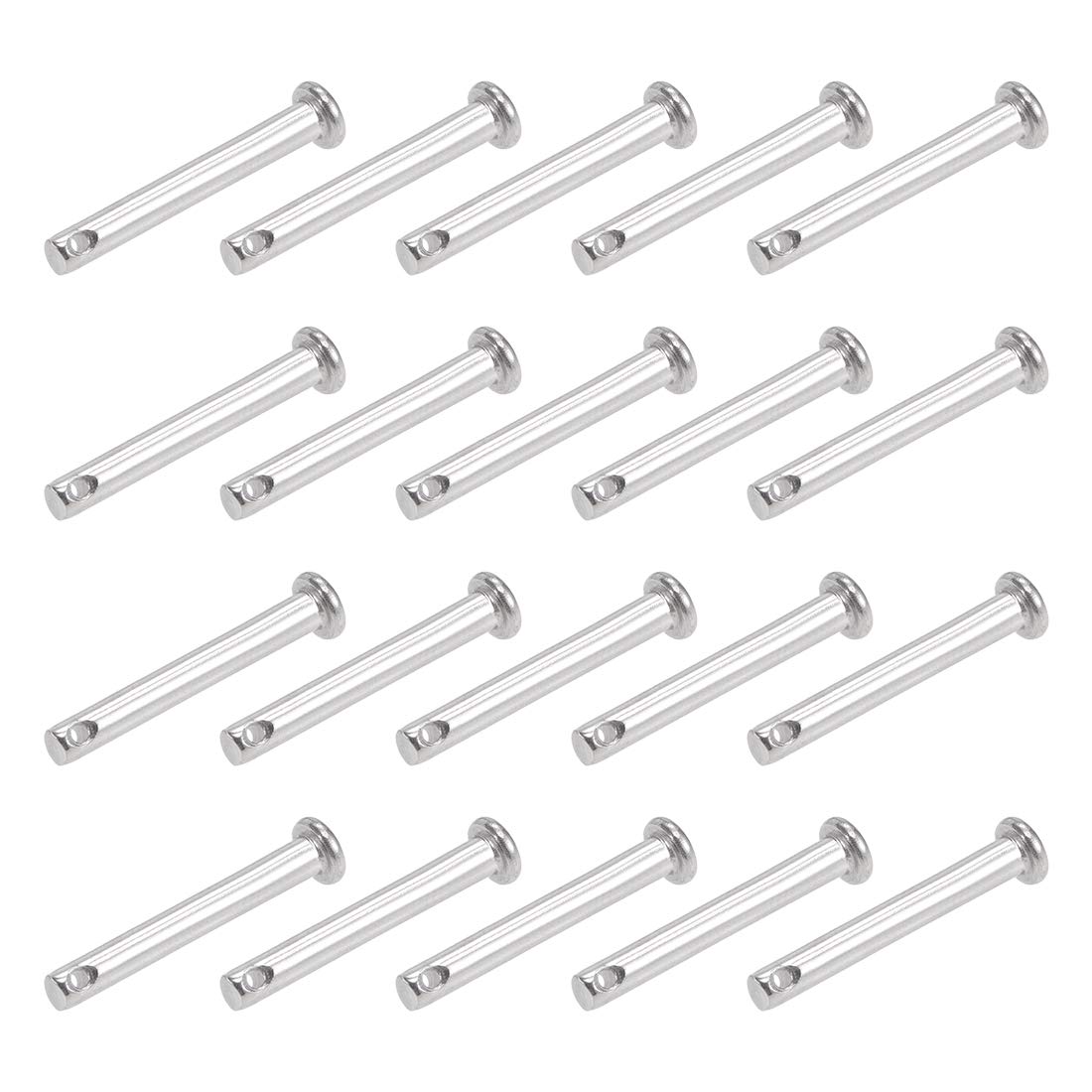 sourcing map Single Hole Clevis Pins - 4mm X 30mm Flat Head 304 Stainless Steel Link Hinge Pin 20Pcs