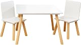 Liberty House Toys Wooden Table & 2 Chairs Set for Kids, White & Pine