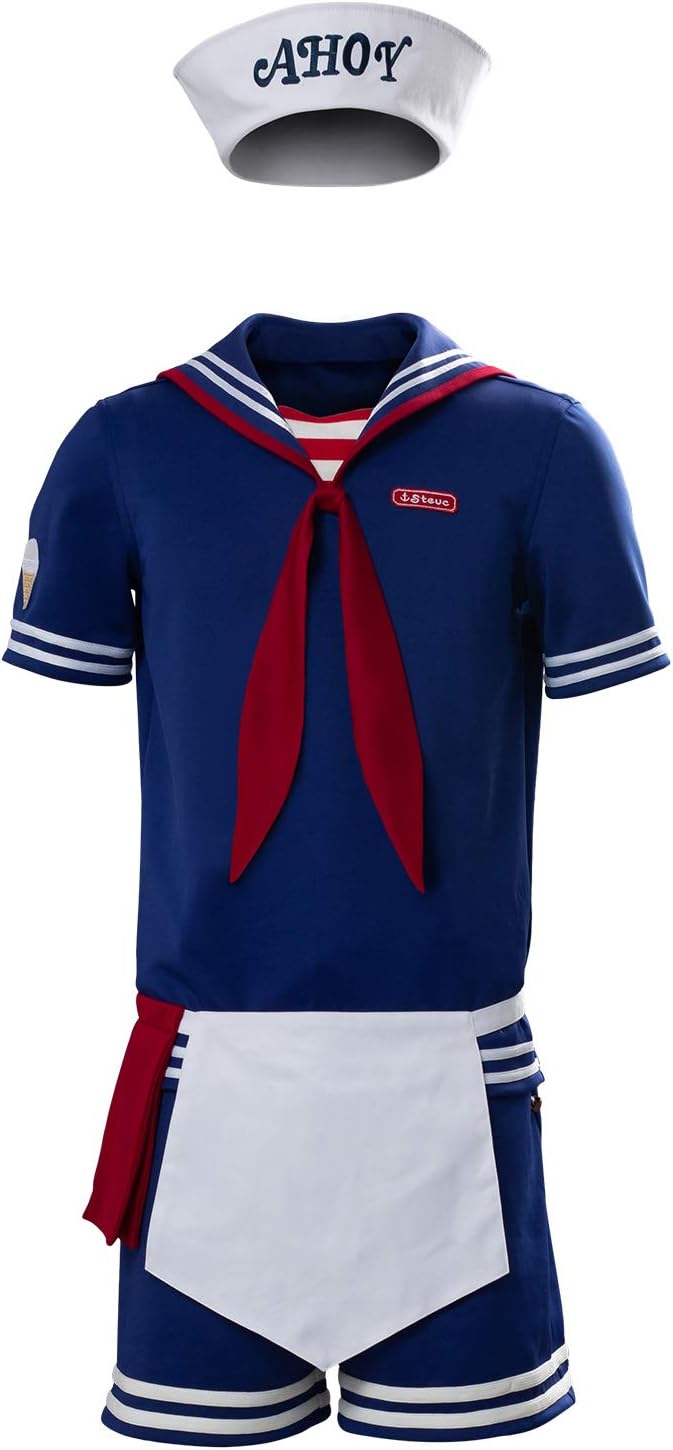 CosplayCos Steve Harrington Robin Cosplay Costume Halloween Sailor Uniform Shirts Outfits
