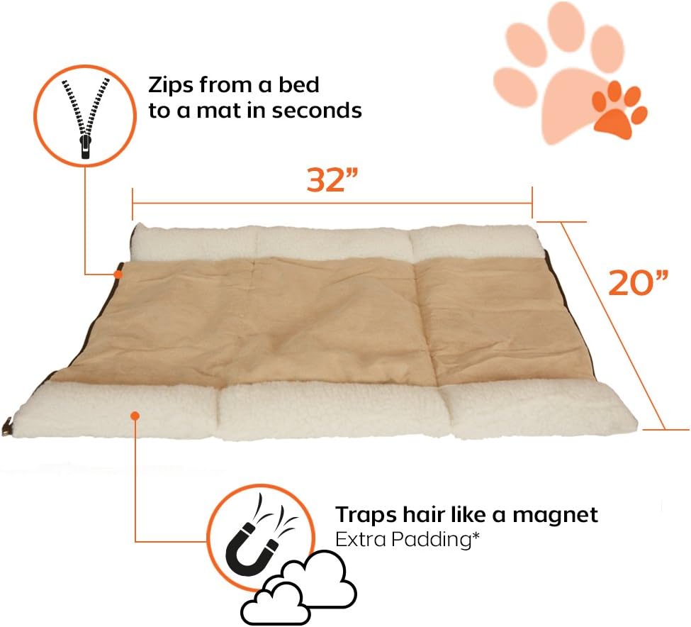 PARTYSAVING PET Bed 2-in-1 Pet Palace Snooze Tunnel and Mat for Pets Cats Dogs and Kittens for Travel or Home, APL1343, Beige : Pet Supplies