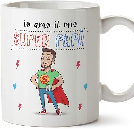 Mugffins Papa Tazza Mug Super Papa Migliore Del Mondo Idee Regali Festa Del Papa Buon Compleanno Tazze Originali Di Caffe Ceramica 350 Ml Amazon It Casa E Cucina