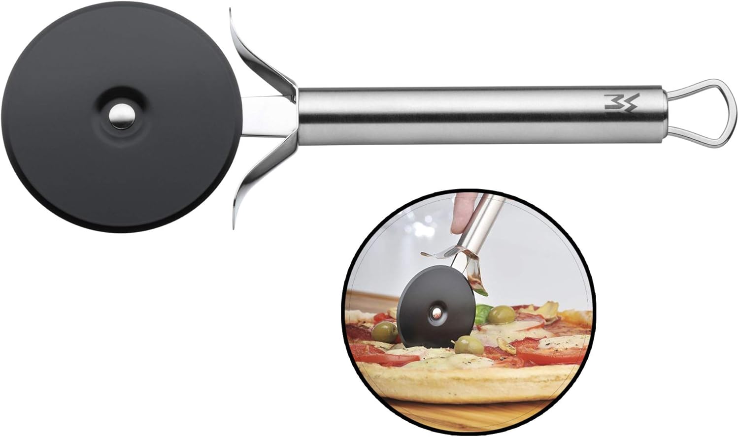 WMF Profi Plus Pizzaschneider beschichtet, 19,8 cm, mit Schutzhülle, Cromargan Edelstahl teilamttiert, spülmaschinengeeignet