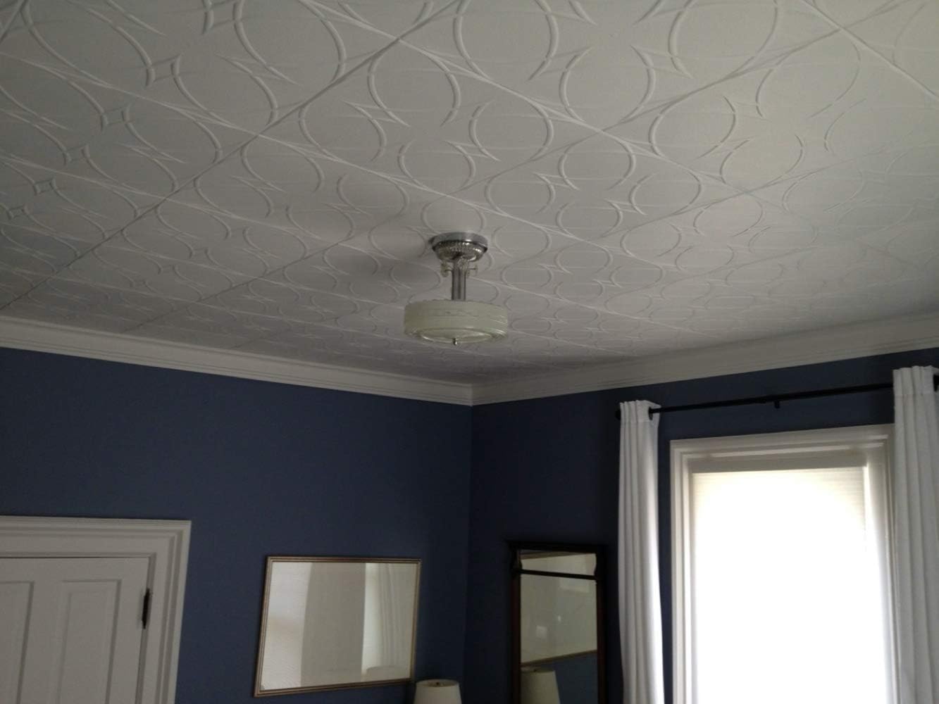 A La Maison Ceilings R82 Circles and Stars Foam Glue-up Ceiling Tile (21.6 sq. ft./Case), Pack of 8, Plain White: Home Improvement