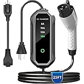 RYCHEENI 16 Amp Level 2 Portable EV Charger Charging Cable Station, Electric Vehicle Charger Plug-in EV Charging Station with All J1772 EV Cars (240 Volt, 25ft Cable)