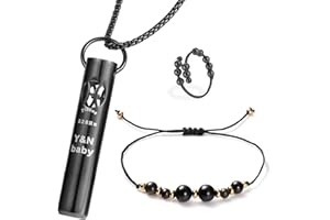 YNbaby 528Hz Meditation Whistle - Handmade Necklace with Obsidian Bracelet, Stress-Relieving Ring & Constellation Designs - for Anxiety, Quitting Smoking, and Meditation
