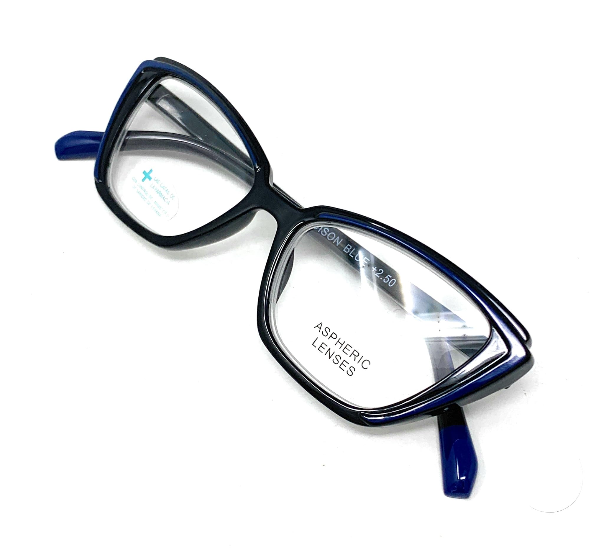 VENICE EYEWEAR OCCHIALI Reading Glasses Exclusive Model MADISON for Women Fashion Vintage Pharmacy Quality - 3 Colors (+3.00, Black - Blue)