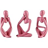 BrownLove 3pcs Pink Human Body Abstract Art Decoration, Modern Art Resin Statue Room Office Shelf Bookcase Decoration