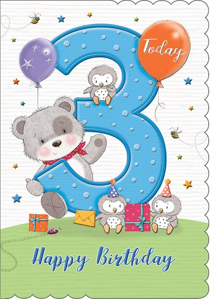 Cute Juvenile Birthday Card Age 3 M - 7 x 5 inches - Piccadilly Greetings