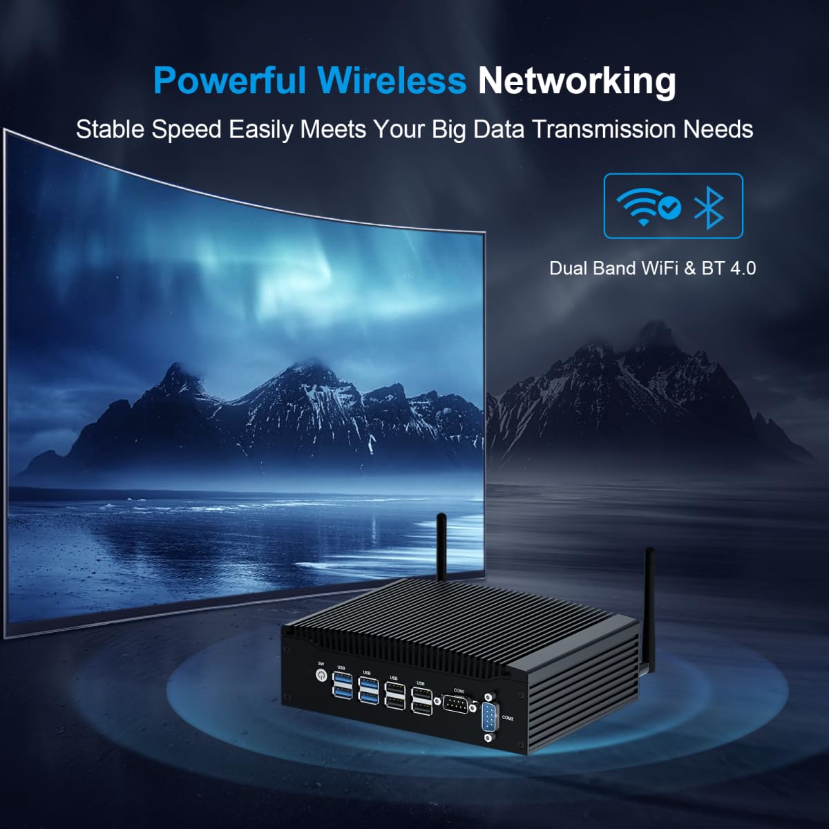 WEIDIAN Lüfterloser PC Industrie Mini PC lüfterlos Win 11 Pro i5 8GB RAM 256GB SSD Core i5 8350U Mini Desktop Computer 4K 2HD, 2RS232 COM, 2Gigabit LAN, 8USB Linux Auto Power On für Business Home 4