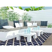Gertmenian Brown Jordan Prime Label Outdoor Furniture Rug 8x10 Seneca Collection Blue Sisal Woven Modern Patio Rugs, Navy