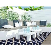 Gertmenian Brown Jordan Prime Label Outdoor Furniture Rug 8x10 Seneca Collection Blue Sisal Woven Modern Patio Rugs, Navy