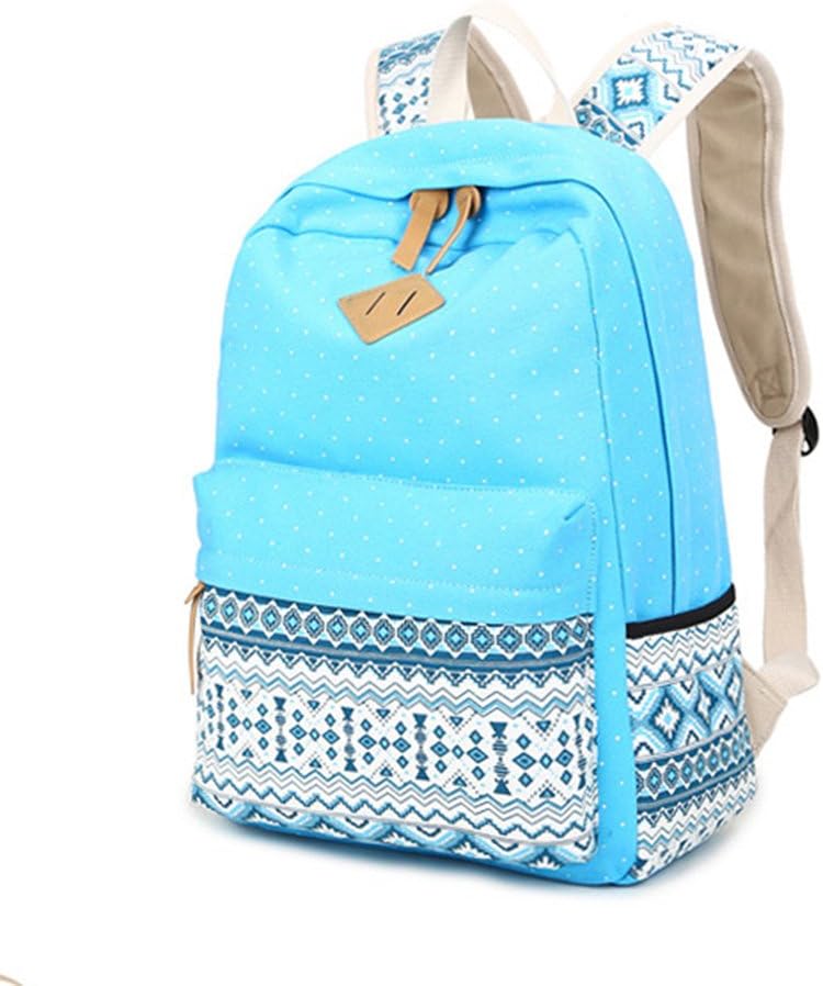 Honeymall Cute Lightweight Canvas Bookbags Fashion School Backpacks for Teen Girls(Light blue)