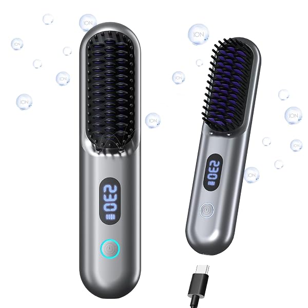 CORDLESS HAIR STRAIGHTENER BRUSH – PORTABLE STRAIGHTENER BRUSH...