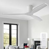 Sofucor 52" Solid Wood Ceiling Fan with Remote No Light Low Profile | Flush Mount, Modern Ceiling Fans, 6-Speed Timing Reversible DC Motor Quiet for Living Room/Bedroom/Patio/Outdoor