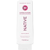Native Sunscreen Lotion Tropical Breeze SPF 30, 100% Mineral SPF for Face & Body Broad Spectrum UVA UVB for Men & Women, Suitable for Sensitive Skin & Hawaii Compliant, Lightweight & No Residue, 7oz