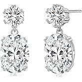 EAMTI Wedding Earrings for Women Cubic Zirconia Dangle Bridal Earrings 925 Sterling Silver Post Oval Earring for Prom Bridesmaid