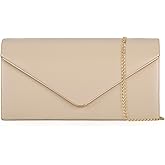 Vegan Leather Envelope Clutch Bag Classic Dressy Purse Foldover Evening Handbag