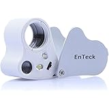 EnTeck 30X 60X Dual Lens LED Illuminated Jewelry Magnifier, Pocket Microscope Magnifying Jewelers Eye Loupe Glasses