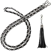 BEAULEGAN Purse Chain Strap - Microfiber Leather - Replacement for Crossbody Shoulder Bag - 51 Inch Long, Black/Silver