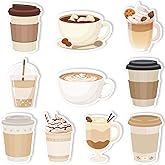 JSRQT Cute Sticky Notes Set Coffee Cup Funny Stationery Self-Adhesive Pads Party Wedding Favors Themed Gifts Fun Memopads Essentials Pastel Refrigerator for Women Student Office Supplies (10 Packs)