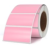 YIKIADA Pink Color Coding Labels 1 × 2 Inches Self-Adhesive Vinyl Rectangle Stickers Waterproof Name Tags Removable Roll for Office School Home 500 PCS