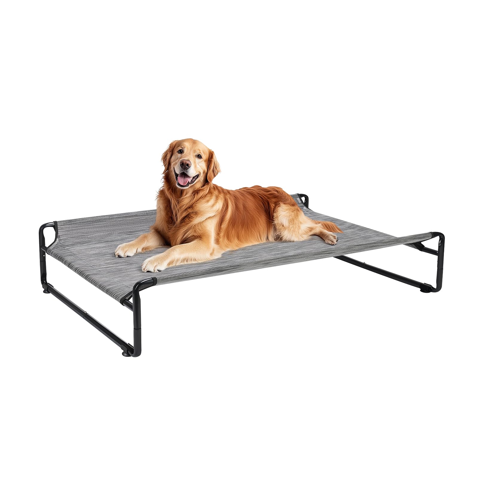 Photo 1 of Veehoo Original Outdoor Elevated Dog Bed, Cooling Raised Dog Cot for Large Dogs, Portable Standing Pet Hammock Platform with Washable Breathable Mesh, No-Slip Feet, Large, Black Silver, CWC2201