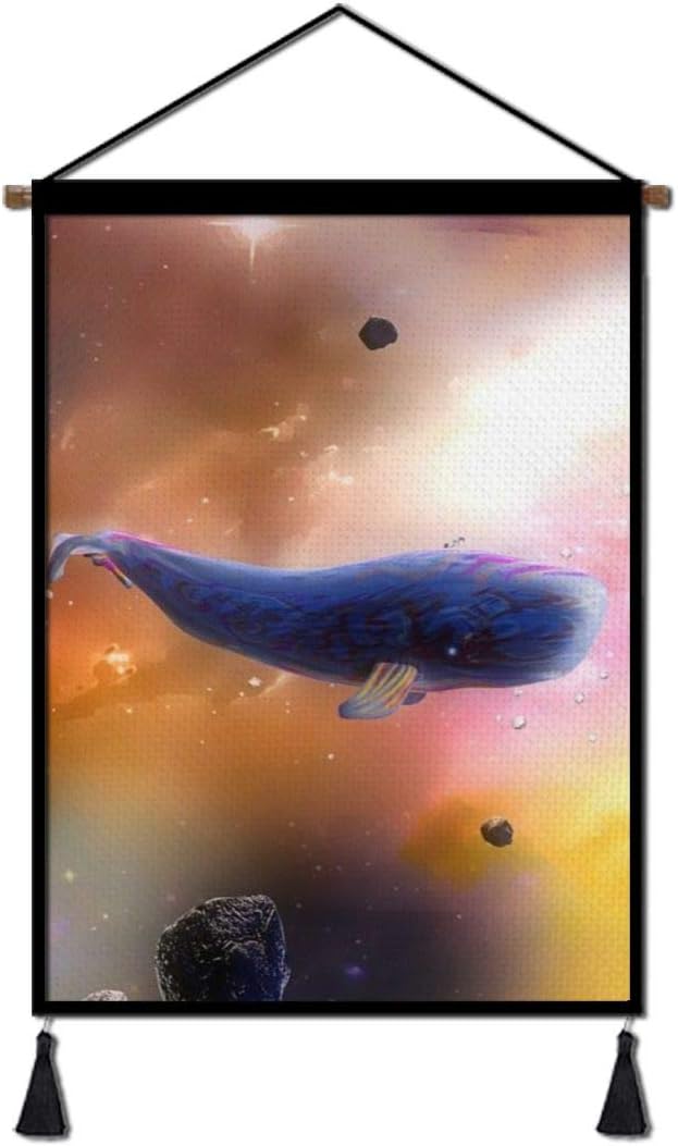Gkf Hanging Art Print for Wall Decor, Stars Whales Surreal Art Art Wall Decor Home Decoration for Apartment Bedroom Living Room Gallery, 25.6" L X 17.7" W