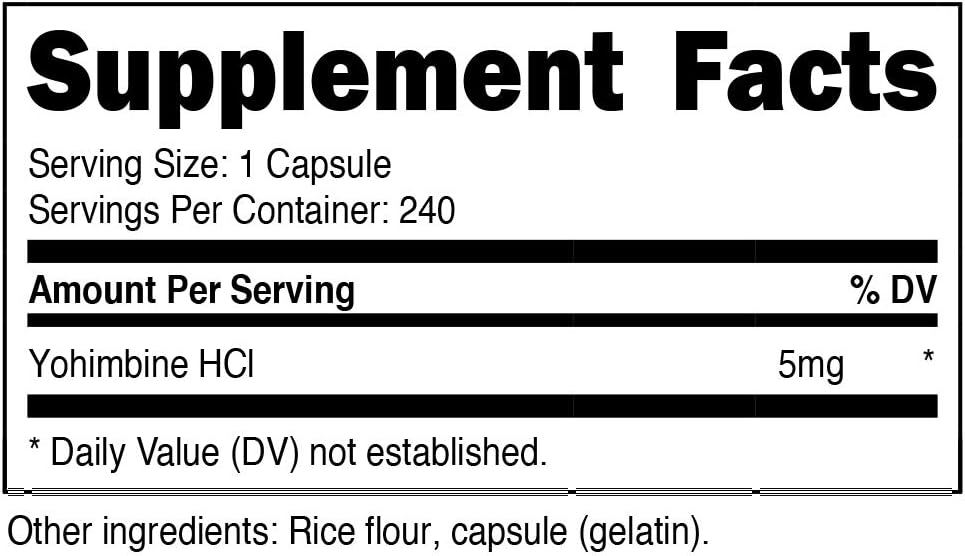 Nutricost Yohimbine HCl 5mg, 240 Capsules Extra Strength - Gluten Free, Non-GMO: Health & Personal Care