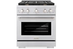 ZLINE 30 in. 4.2 cu. ft. Paramount Dual Fuel Range with Gas Cooktop and Electric Convection Oven in Stainless Steel with 4 Brass Burners (SDR-BR-30)
