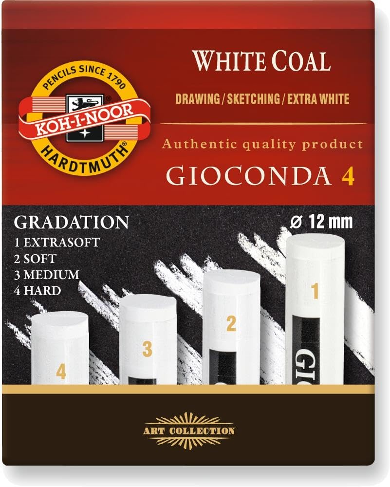 Koh-I-Noor Gioconda 8692 Artificial Extra White Coals Pack of 4 Various Gradations