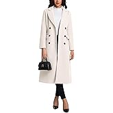 IDEALSANXUN Womens Long Wool Coats Fall Winter Notch Lapel Double Breasted Trench Coat Wool Jackets