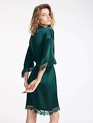 AW BRIDALGreen Silk Robes For Women Short Satin