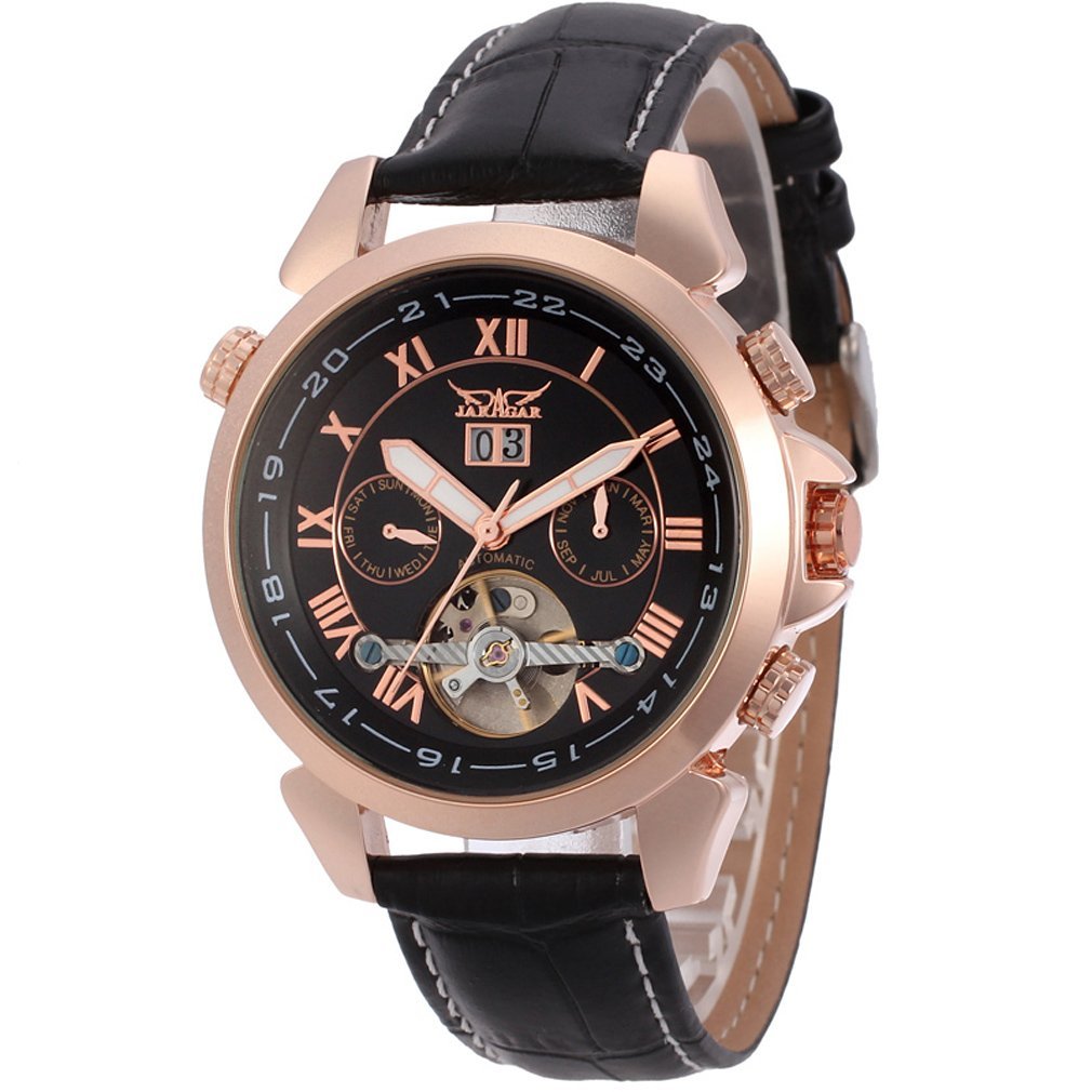 FORSINING Men's Automatic Tourbillon Calendar Classic Band Wrist Watch JAG057M3R2