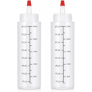 Viliqiou 2 Pack 8 oz Plastic Squeeze Bottles 240ml Squirt Bottles with Squeeze Top Clear Scale Condiment Bottle Plastic Squir
