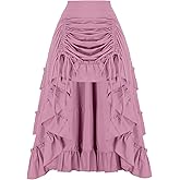 SCARLET DARKNESS Women's 2026 Summer Skirt Gothic Steampunk Skirt Renaissance High-Low Bustle Skirt
