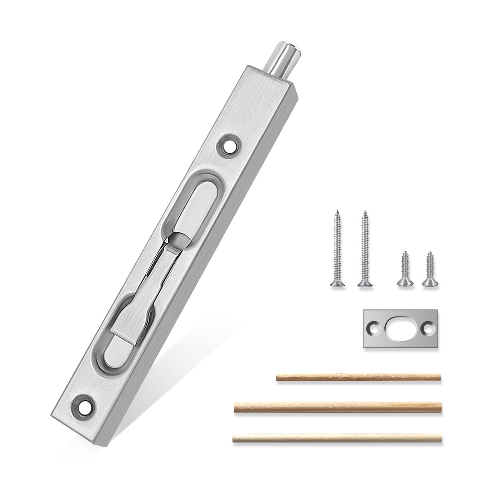 6 Inch Flush Bolt Lock (2-Pack) - Secure Flip Lever Latch For French Doors, Sliding & Patio Doors