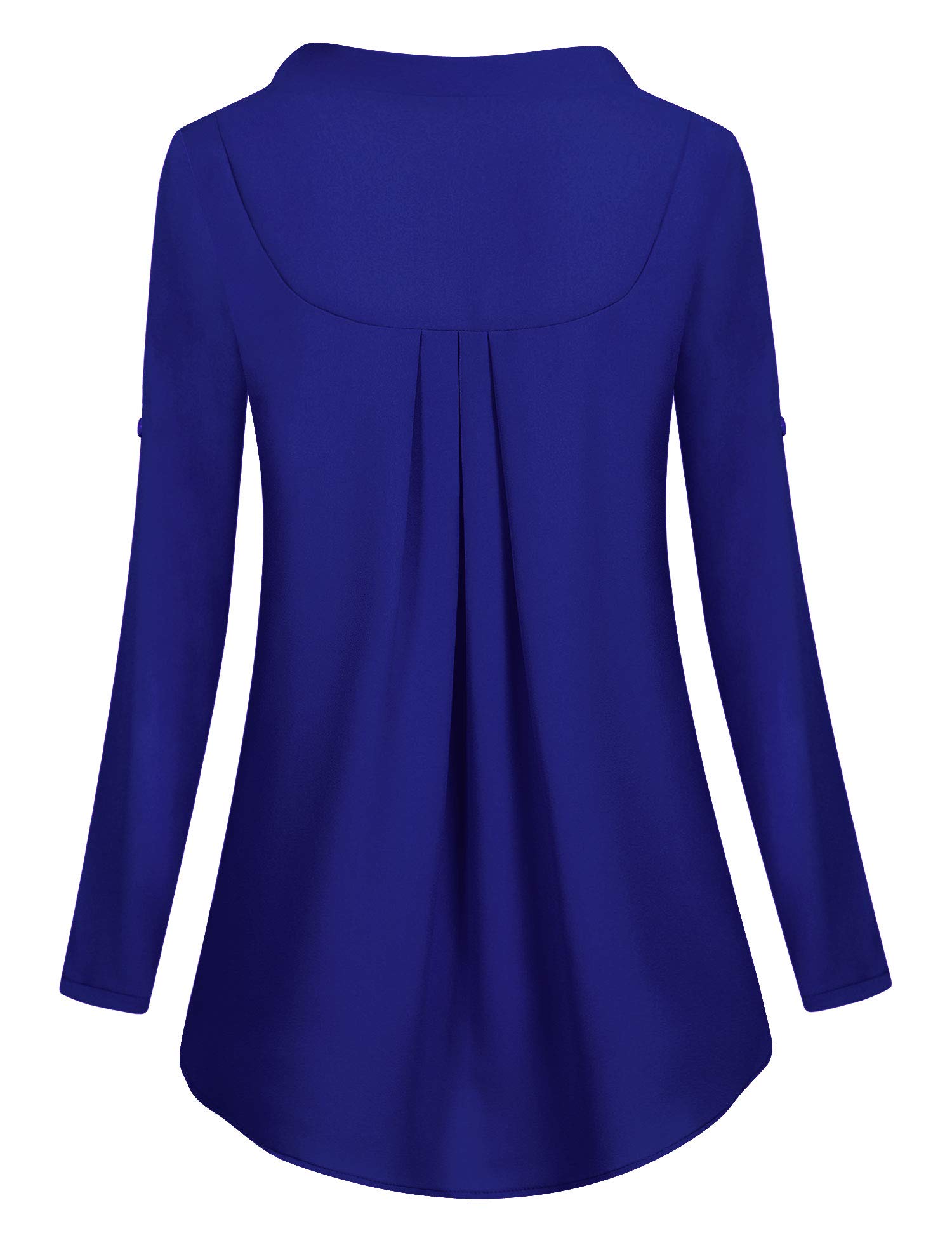 Diphi LiLi Women\'s Casual Chiffon V Neck 3/4 Roll-up Sleeve Blouses Shirts Tops