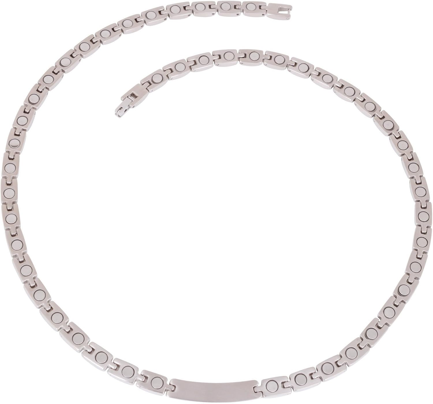 Elegant Titanium Magnetic Therapy Necklace Pain Relief for Neck Arthritis Migraine Headaches Shoulders and Back (Czech Stone Silver), Womens - Width: .25in: Health & Personal Care