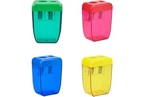 AUSTARK 4Pcs Pencil Sharpeners Manual for Kids Adults, Dual Hole Small Handheld Pencil Sharpener Bulk for Office School Home, Back to School Supplies