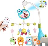 Aolso Baby Crib Toy Mobile with Music Lights Remote Timing 20 30 40 50 min Blue