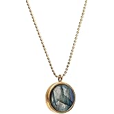 Gempires Gold Plated Coin Disc Pendant Necklace, Locket Pendant Necklace, Fancy Circle Necklace, Lightweight, 18 inch Diamond Ball Chain, Gift for Her