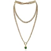 EverGlimp Women's Chunky Gold Chain Necklace – Crystal Pendant, Layered Heart Slip Chain with Cuban Link and Heart-Shaped Clasp, Trendy Choker Jewelry