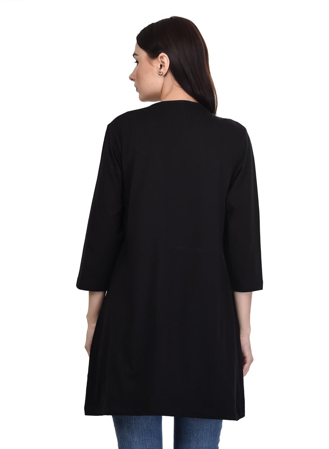 women's 3/4 th sleeves open plain long shrug (ts17)